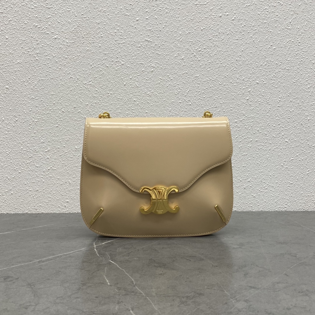 Celine Triumphal Arch Chain Square Bag In Smooth Calfskin Beige 199273